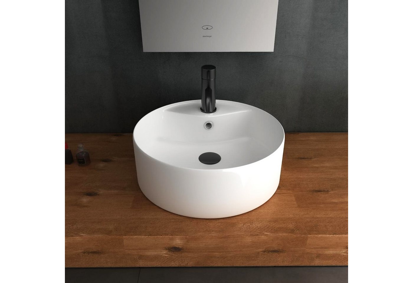 Alpenberger Aufsatzwaschbecken Rund - Mini Waschbecken Klein - Waschtisch Waschschüssel Waschschale (1-tlg., 1-St., Handwaschbecken), Aufsetzbare Washbasin pflegeleicht & hygienisch mit Lotuseffekt Bild 5