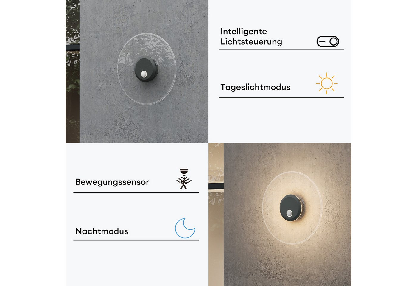 Mai & Mai LED Außen-Wandleuchte LED Wandlampe Wegeleuchte mit Bewegungsmelder Außenlampe Luna Bild 2