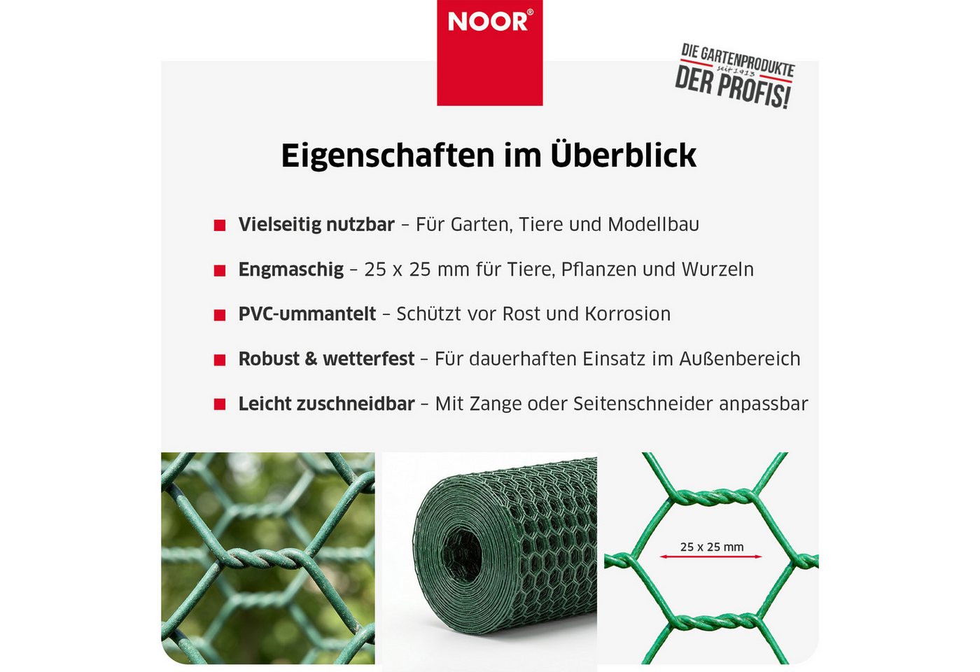 NOOR Volierendraht Maschendrahtzaun - Schutz für Garten & Grundstück, Robuster Sicherheitsdraht - ideal für Weidenzaun & Grundstücksschutz Bild 5