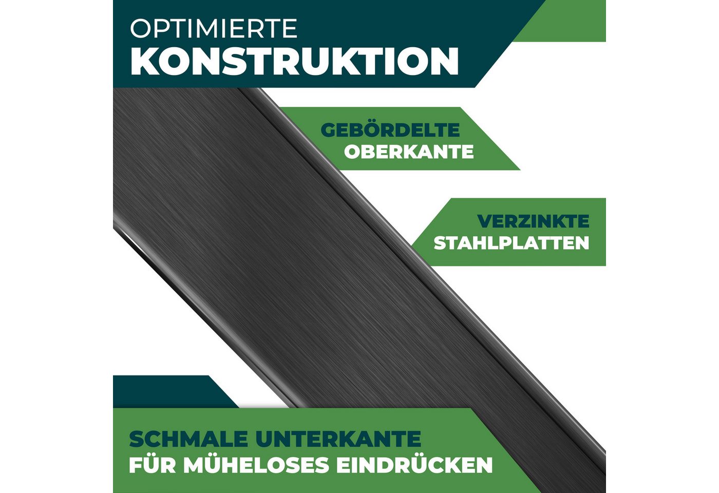 KESSER Rasenkante 5 bis 50m Beeteinfassung, Beetumrandung aus verzinkten Stahlplatten, LxH: 100x18 cm, als Metall Palisade, Beetbegrenzung & Mähkante geeignet Bild 3