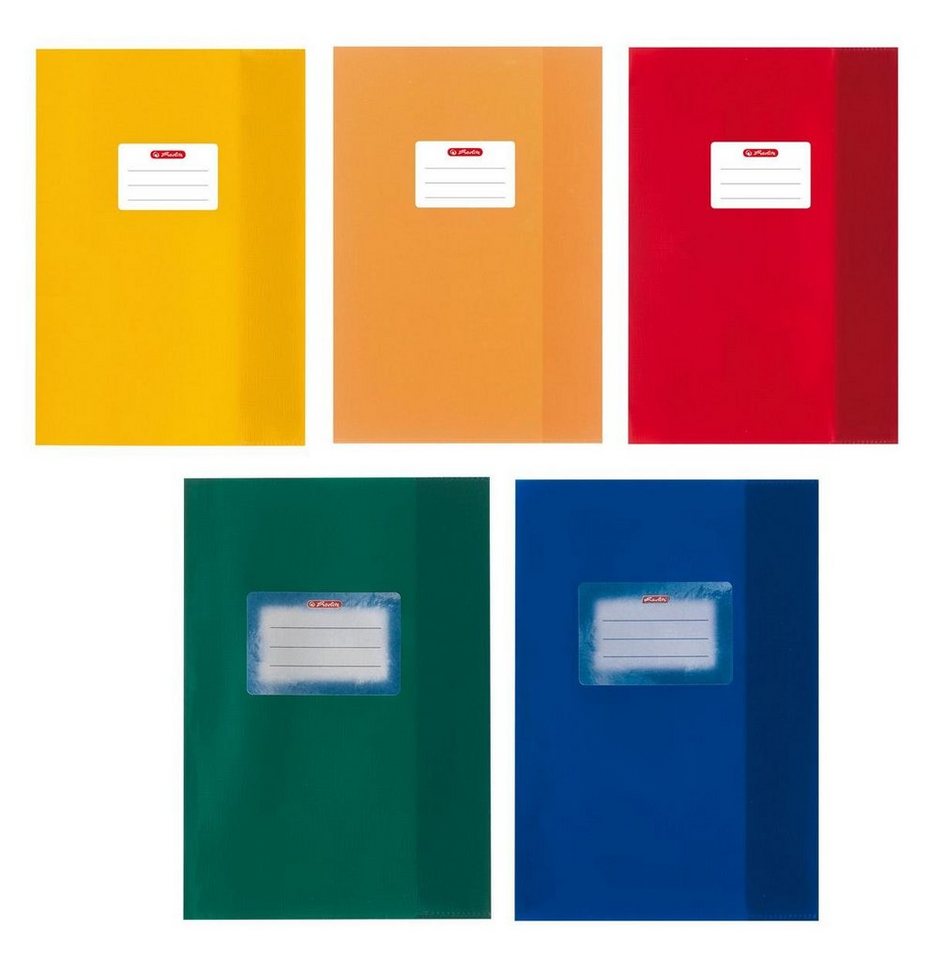Herlitz Schulheft 20 Herlitz Heftumschläge / DIN A5 / Baststruktur / 5 verschiedene Farb
