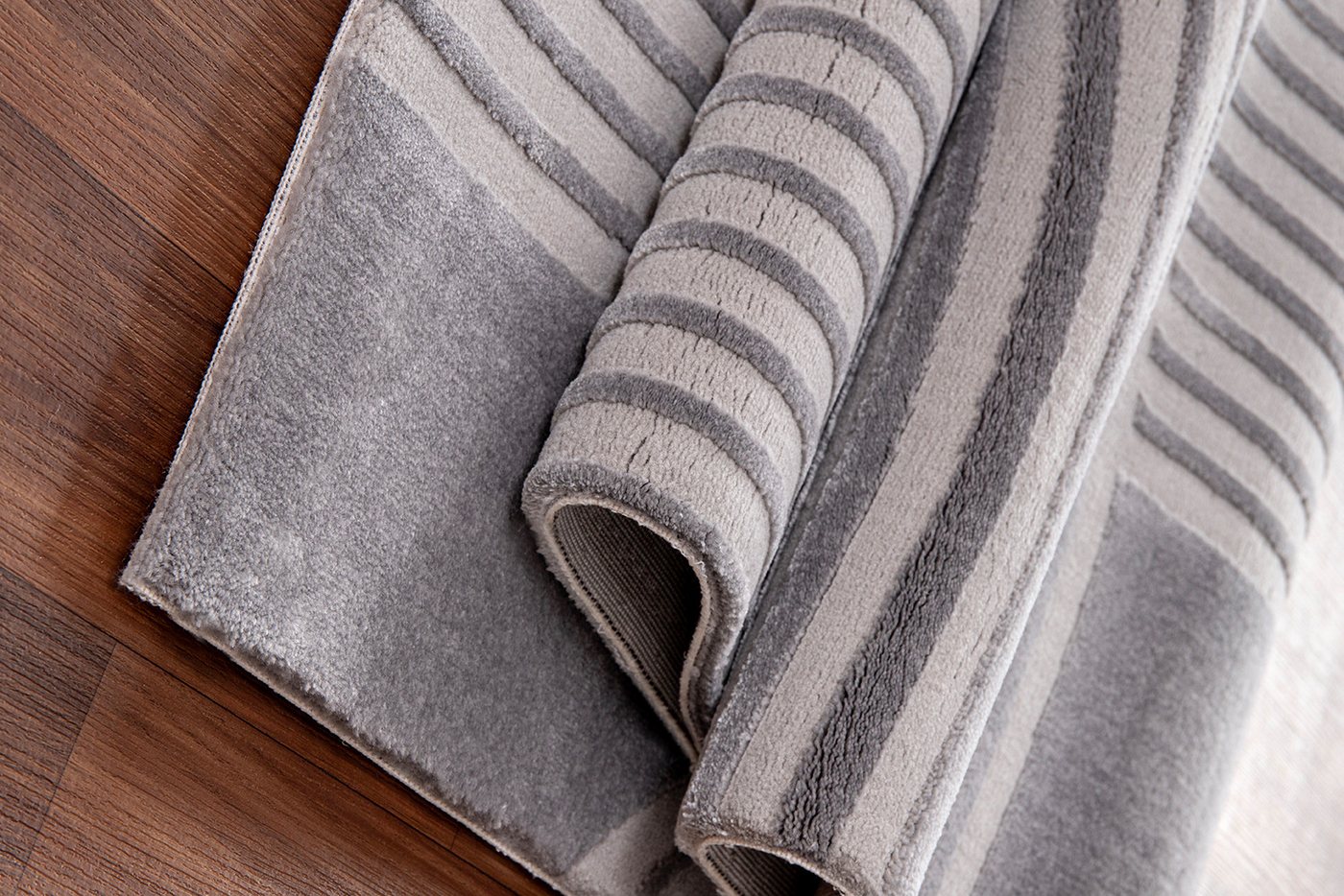 Carpetilla Designteppich Designer Teppich Carpetilla Scandi Design Grau-Grau, Rechtecckig, Höhe: 13 mm, Wohnzimmer Bild 4