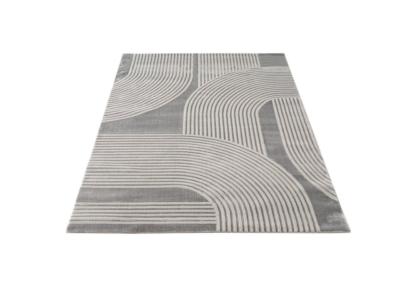 Carpetilla Designteppich Designer Teppich Carpetilla Scandi Design Grau-Grau, Rechtecckig, Höhe: 13 mm, Wohnzimmer Bild 5