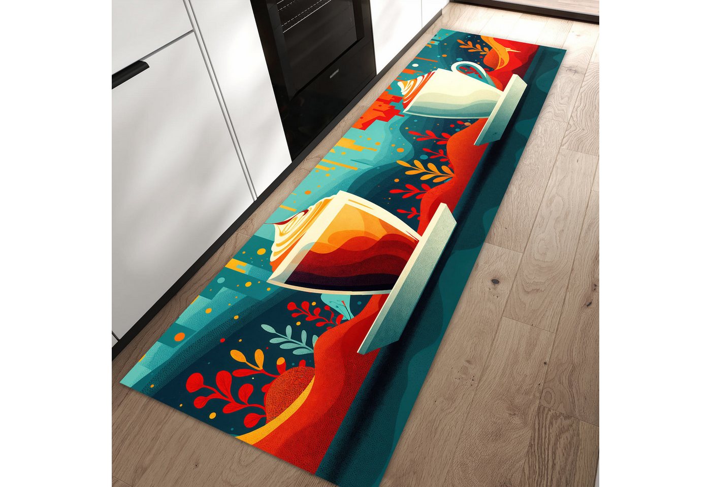 Primedeco Teppich Küchenteppich Kaffee Am Abend PVC rutschfest abwaschbar Läufer, Rechteckig, Höhe: 3 mm, Pflegeleicht & Wasserabweisend Bild 2