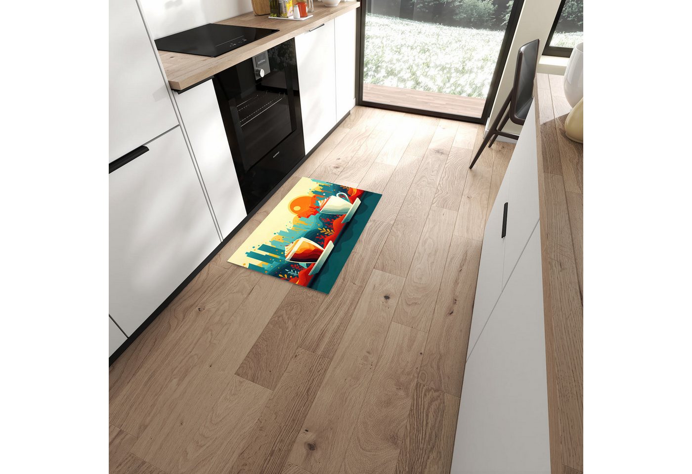 Primedeco Teppich Küchenteppich Kaffee Am Abend PVC rutschfest abwaschbar Läufer, Rechteckig, Höhe: 3 mm, Pflegeleicht & Wasserabweisend Bild 3