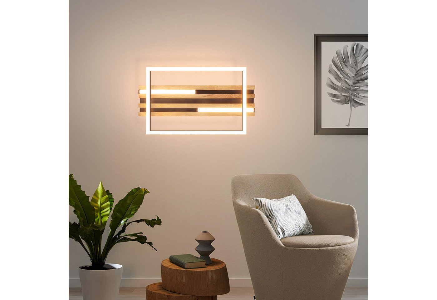 ZMH LED Deckenleuchte 24W 38cm Schlafzimmer Küche 3000K Warmweiß Modern Design, Warmweiß, LED, holz, eckig/ring, schwarz, modern, Warmweiß, flur
