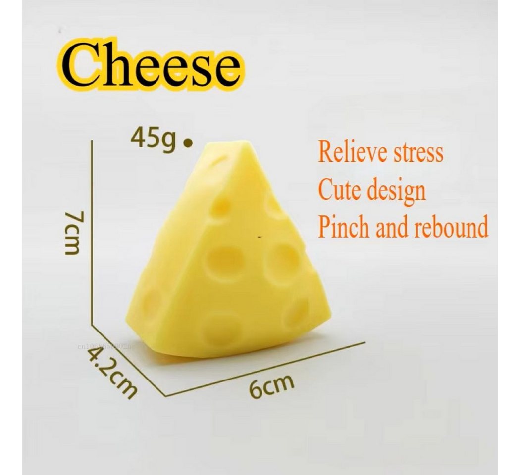 OLi Therapieknete 4X Squishy Pizza Knete – Kneten, Drücken & Entspannen (Anti-Stress, Spielspaß für Kinder & Erwachsene, 4-tlg., L-6cm- B-4,2cm- H-7cm), weicher Slow Rising Squishy im lustigen Butter-Design Bild 2