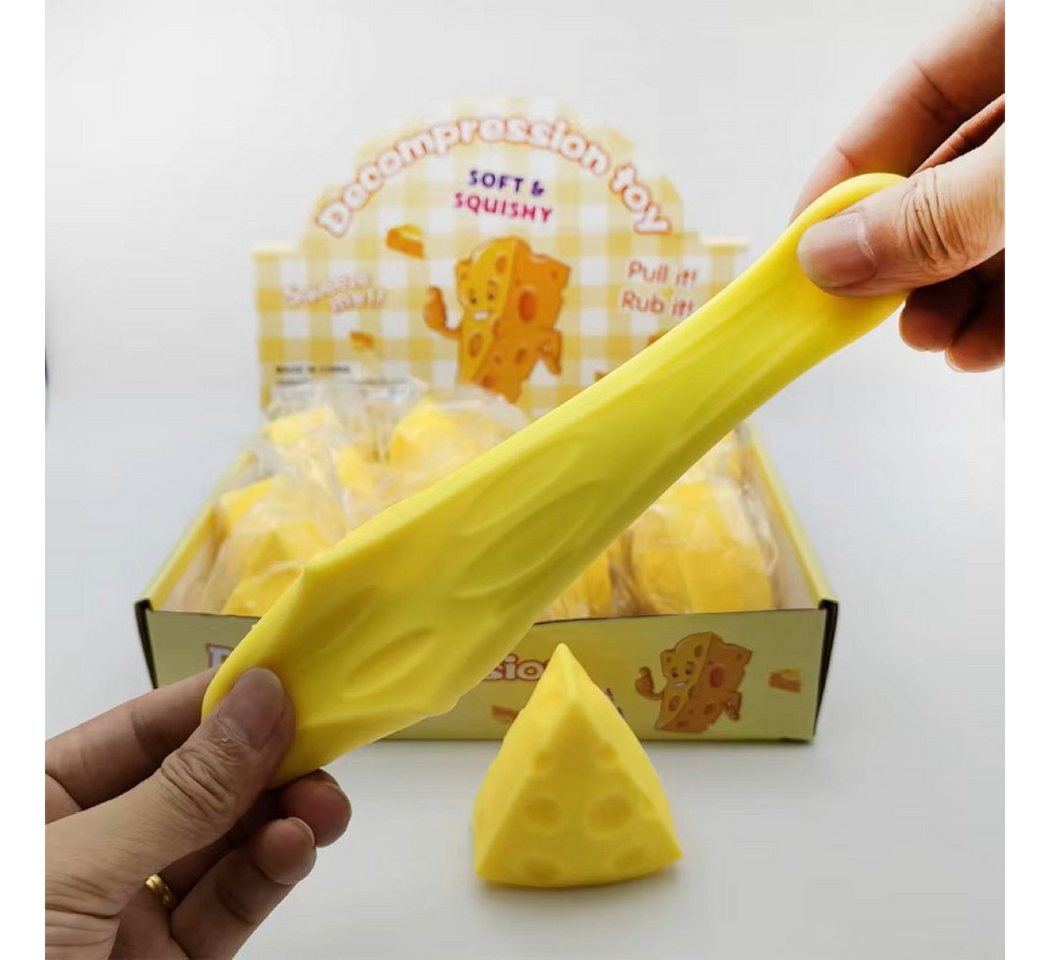 OLi Therapieknete 4X Squishy Pizza Knete – Kneten, Drücken & Entspannen (Anti-Stress, Spielspaß für Kinder & Erwachsene, 4-tlg., L-6cm- B-4,2cm- H-7cm), weicher Slow Rising Squishy im lustigen Butter-Design Bild 3