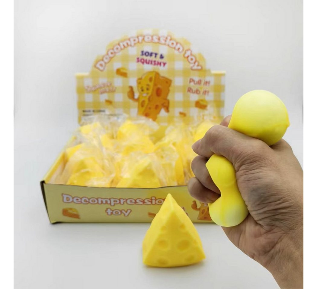 OLi Therapieknete 4X Squishy Pizza Knete – Kneten, Drücken & Entspannen (Anti-Stress, Spielspaß für Kinder & Erwachsene, 4-tlg., L-6cm- B-4,2cm- H-7cm), weicher Slow Rising Squishy im lustigen Butter-Design Bild 5