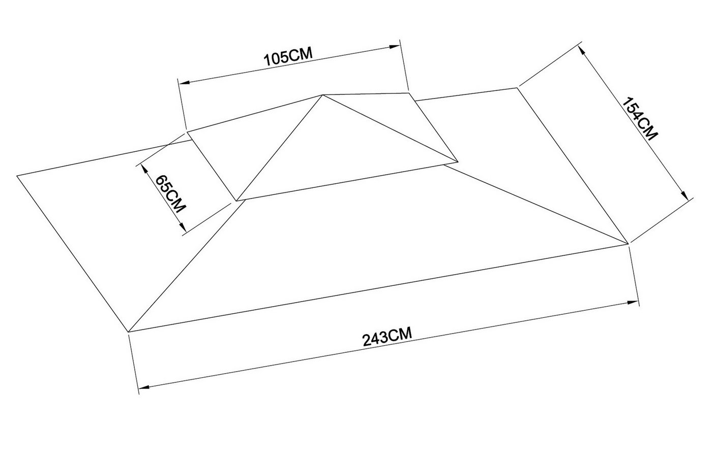 Quick Star Pavillon-Ersatzdach Grilpavillon BBQ 2,45 x 1,5 m, 180 g/m², 0 x 0 cm