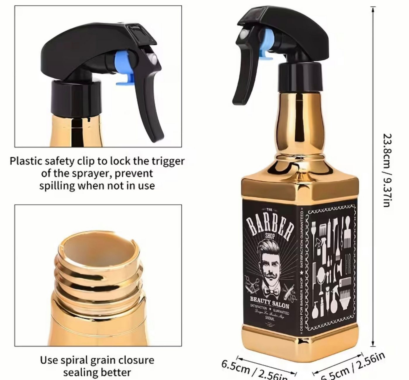 Samira Sprühflasche Sprühflasche Friseursalon Gold 500ml, Kunstoff Bild 4