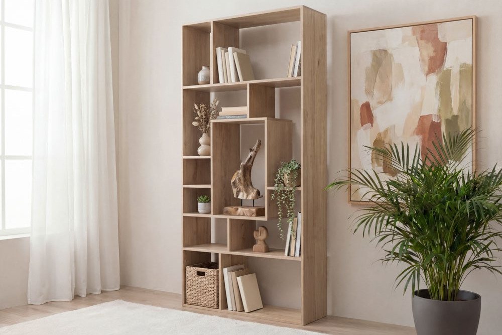 riess-ambiente Bücherregal CUBUS 180cm natur - Mangoholz, Handarbeit, cream finish, elf Fächer, Einzelartikel 1-tlg., Ablage mit Fachsystem - ideal für Wohn- und Schlafzimmer oder Flur Bild 4