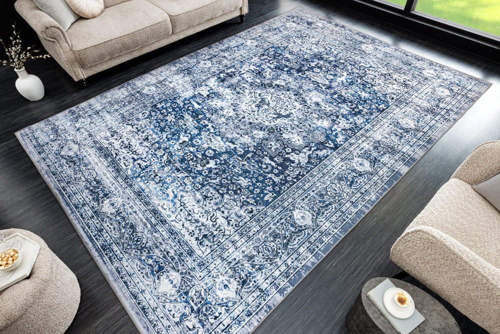riess-ambiente Designteppich OLD MARRAKESCH 230x160cm grau blau · orientalischer Kurzflor-Teppich, rechteckig, Höhe: 8 mm, Wohnzimmer · Fußbodenheizung-geeignet · Indoor · pflegeleicht