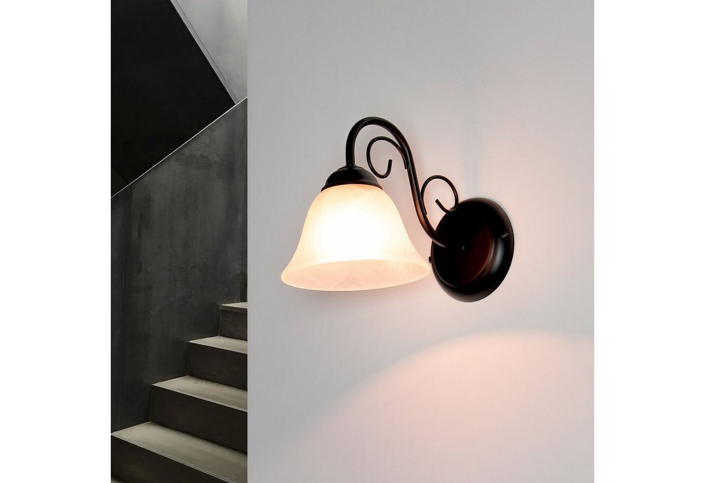 Licht-Erlebnisse Wandleuchte ATHEN, ohne Leuchtmittel, Wandlampe im Landhausstil Alabaster Glas Lampe Bild 2