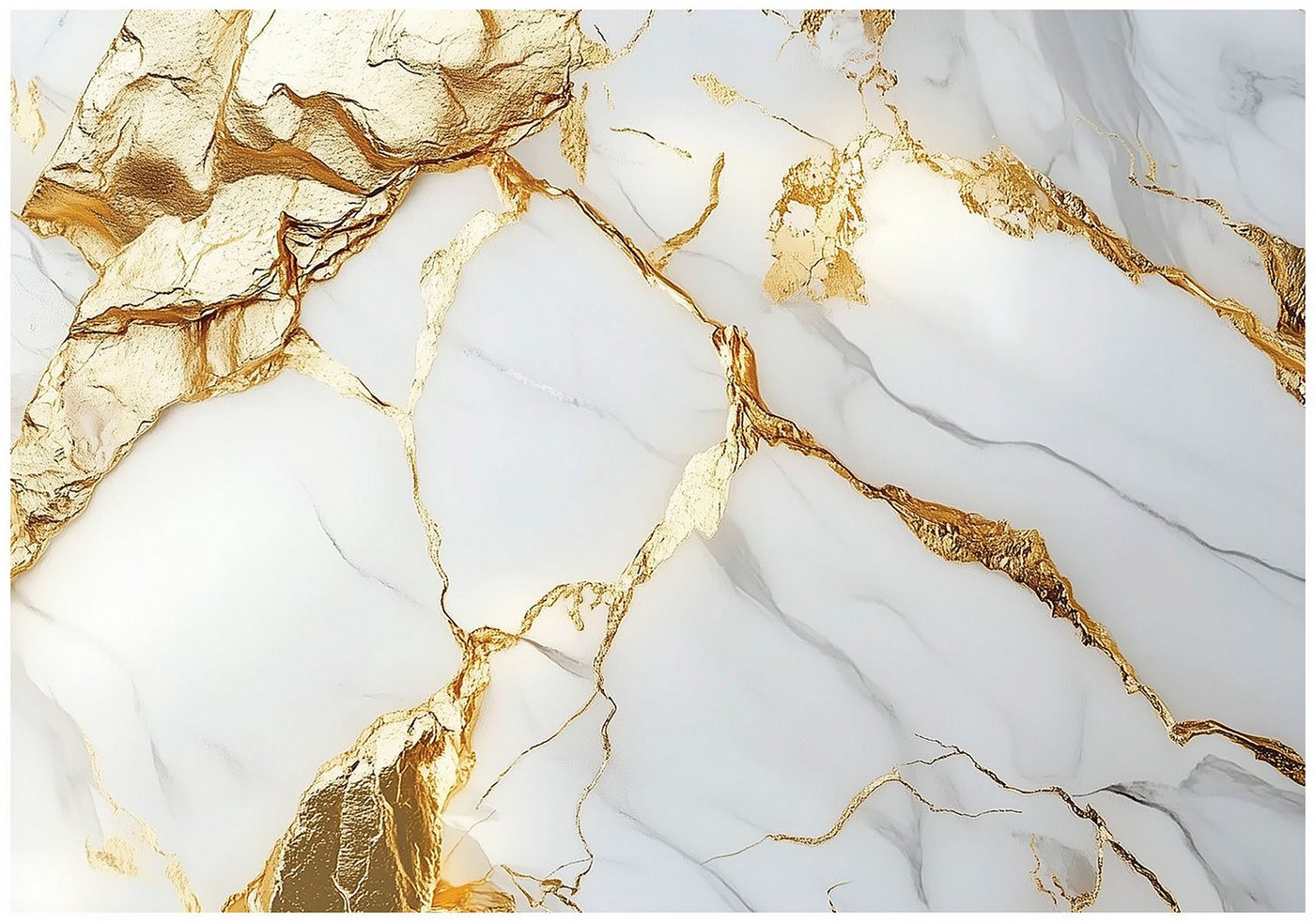 Wallarena Fototapete Marmor Golden - Grau - Modern - Vlies - Schlafzimmer, glatt, (7 St), 350x250cm Bild 5