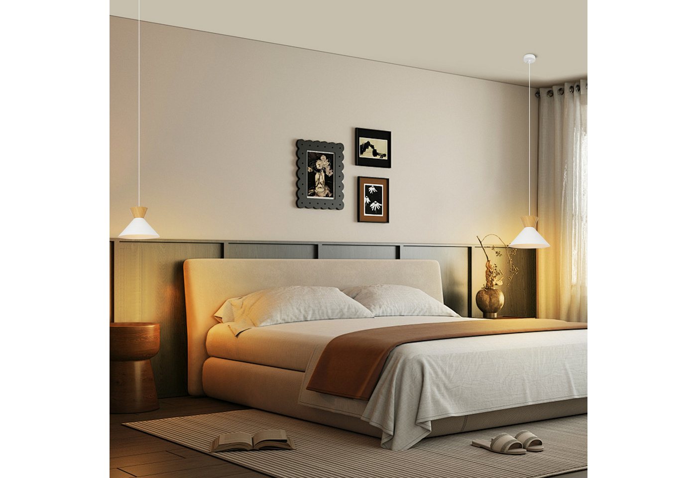 ZMH Pendelleuchte Esszimmer 2 Stück Schwarz/ Weiß 1 Flammig Hängeleuchte Ø25cm Flur, Einfache Installation, ohne Leuchtmittel, E27 Metall Industrial Design Hängelampe 149 CM Küche Schlafzimmer Bild 3