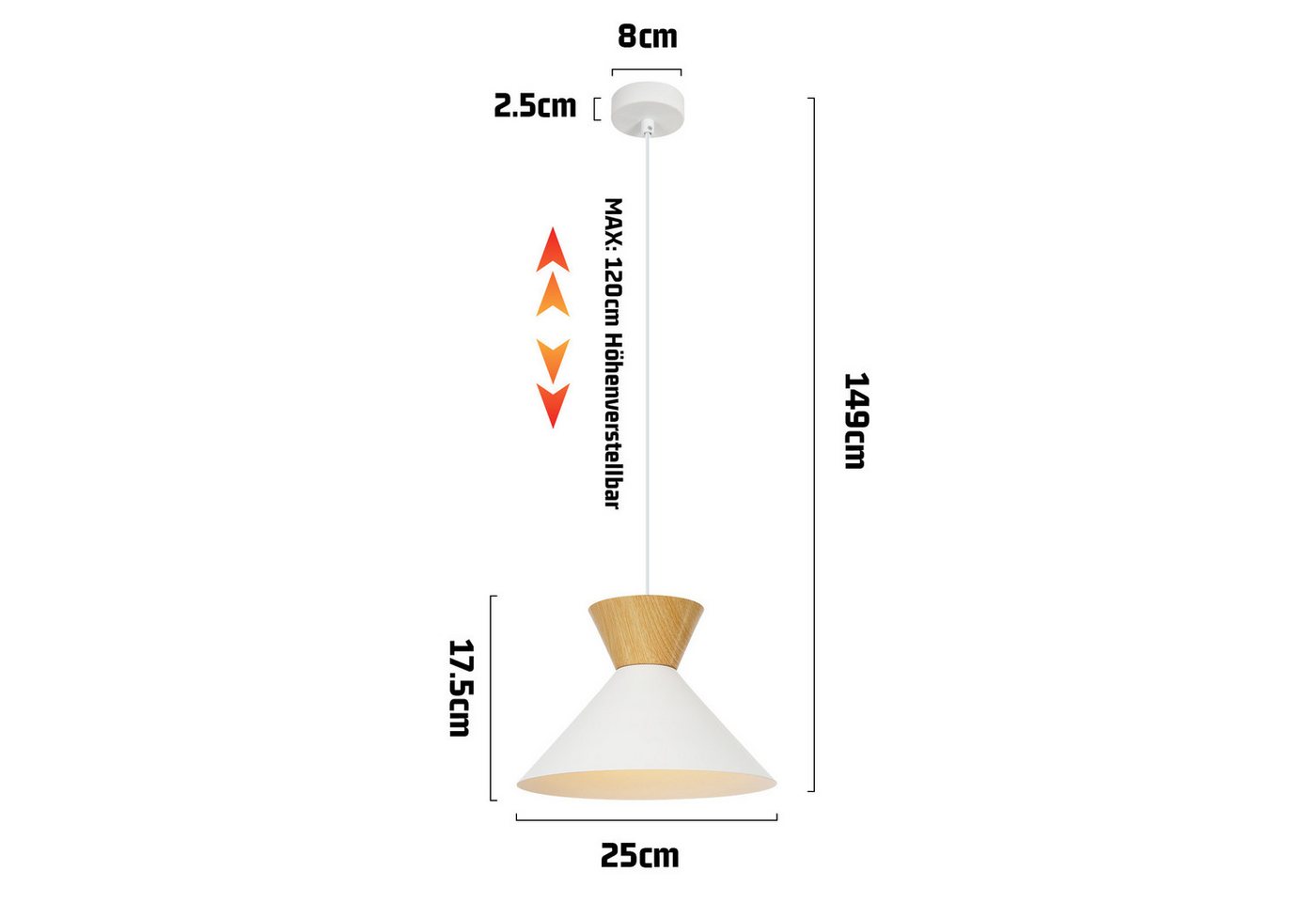 ZMH Pendelleuchte Esszimmer 2 Stück Schwarz/ Weiß 1 Flammig Hängeleuchte Ø25cm Flur, Einfache Installation, ohne Leuchtmittel, E27 Metall Industrial Design Hängelampe 149 CM Küche Schlafzimmer Bild 4