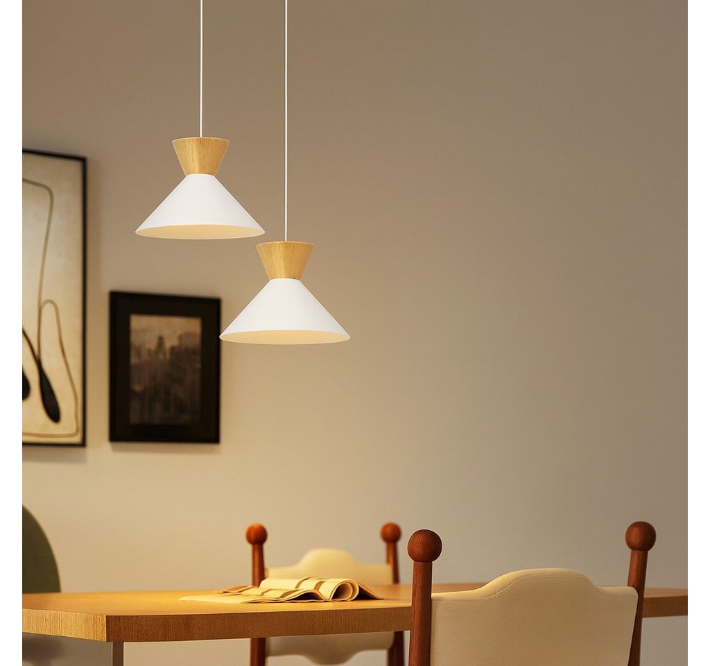 ZMH Pendelleuchte Esszimmer 2 Stück Schwarz/ Weiß 1 Flammig Hängeleuchte Ø25cm Flur, Einfache Installation, ohne Leuchtmittel, E27 Metall Industrial Design Hängelampe 149 CM Küche Schlafzimmer Bild 5