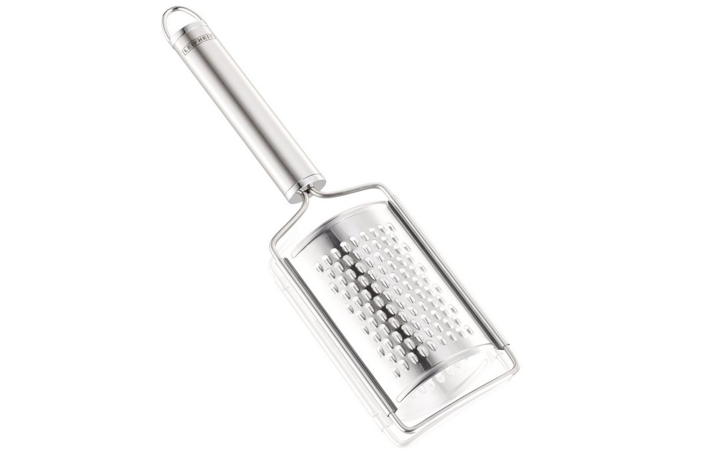 Leifheit Muskatreibe Muskatreibe Edelstahl, Edelstahl, (1-St), Edelstahl, ovale Griffform, Aufhängeöse, auch für Parmesan, Ingwer etc