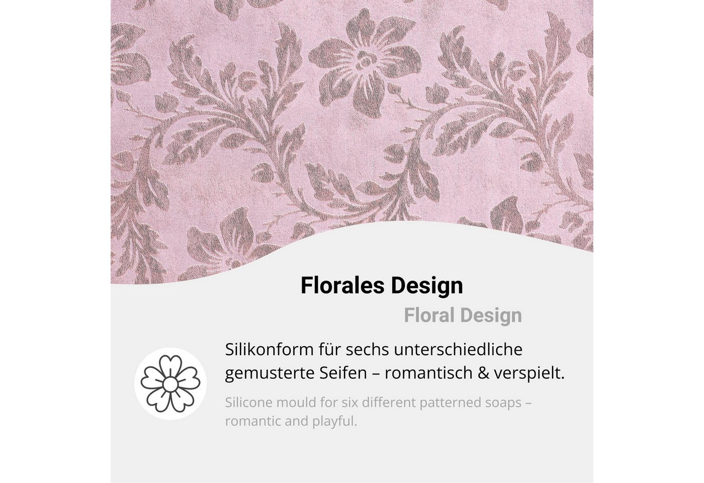 DistrEbution Silikonform Rechteck & Oval mit Ornamentrelief, mit Delfin, Lotus, Schmetterling & Mond, Seife gießen Bild 4