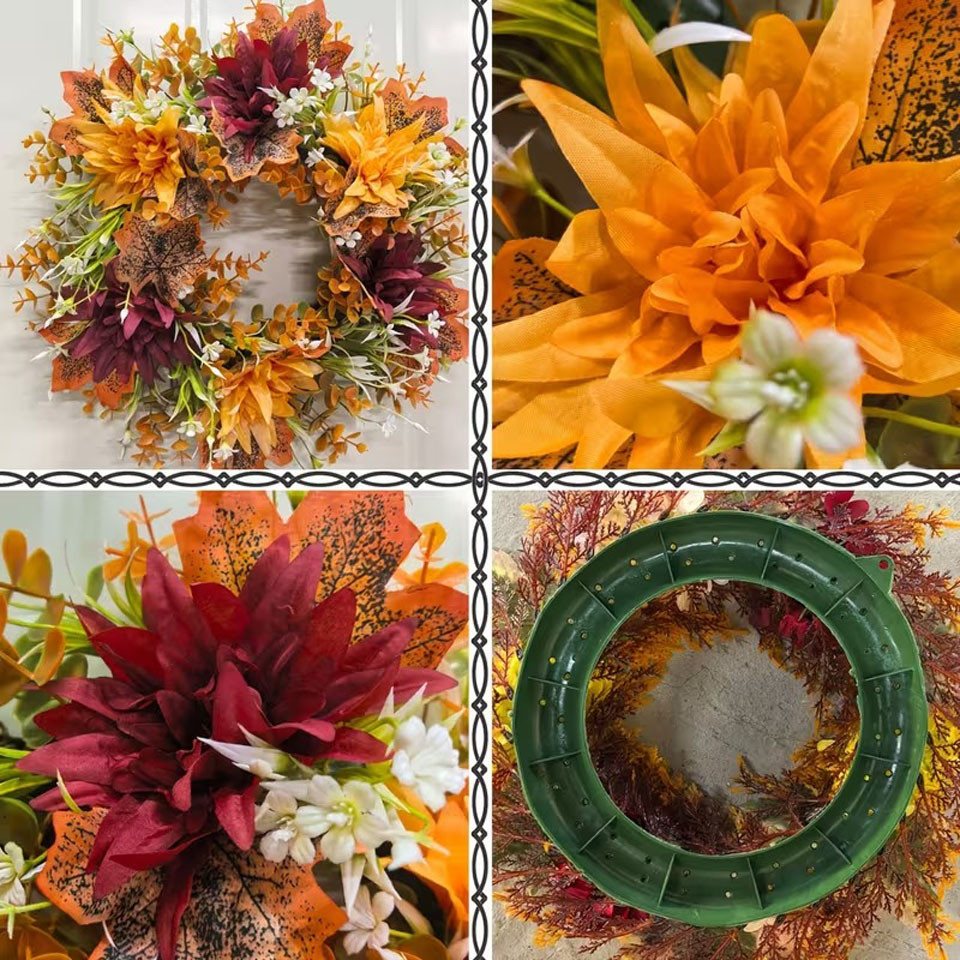 Agger Dekokranz Herbstlicher Thanksgiving-Kranz, Herbstlicher Ahornblatt-Kranz, geeignet zur Dekoration von Wänden, Veranden und Wohnzimmern Bild 2