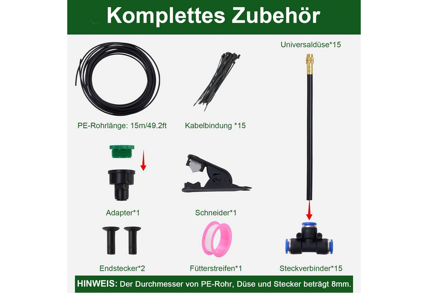 Youyijia Bewässerungssystem Automatische Gartenbewässerung 15 m Sprühdüsen Bewässerungssystem Bild 3