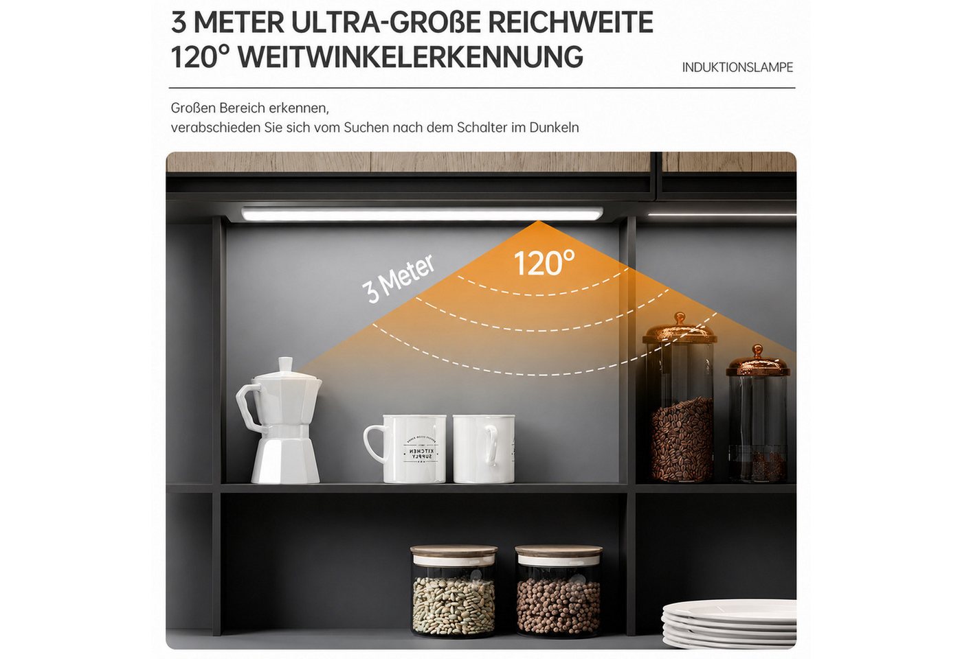 BOOD LED Unterbauleuchte mit Bewegungsmelder und Lichtsensor,20/30/40cm&1100/1800/2200mAh, USB-C wiederaufladbar,Einfach Montage Stark,schrankbeleuchtung, Warmweiß (3000 K), Neutralweiß (4000 K), Kaltweiß (6000 K), dimmbar,3 einstellbare Farben,mit Bewegungsmelder und Lichtsensor