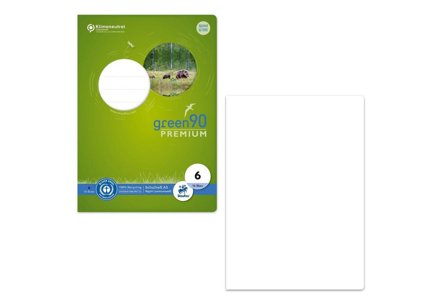 Staufen Schulheft STAUFEN Green Schulheft Lin6 A5 16 Blatt 90g/qm blanko Bild 4