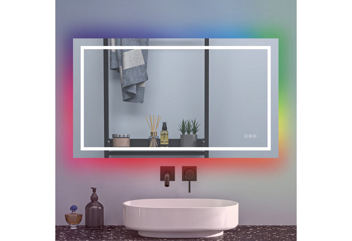 Aica Sanitär Badspiegel Led Badezimmerspiegel mit RGB Beschlagfrei dimmbar Bild 3