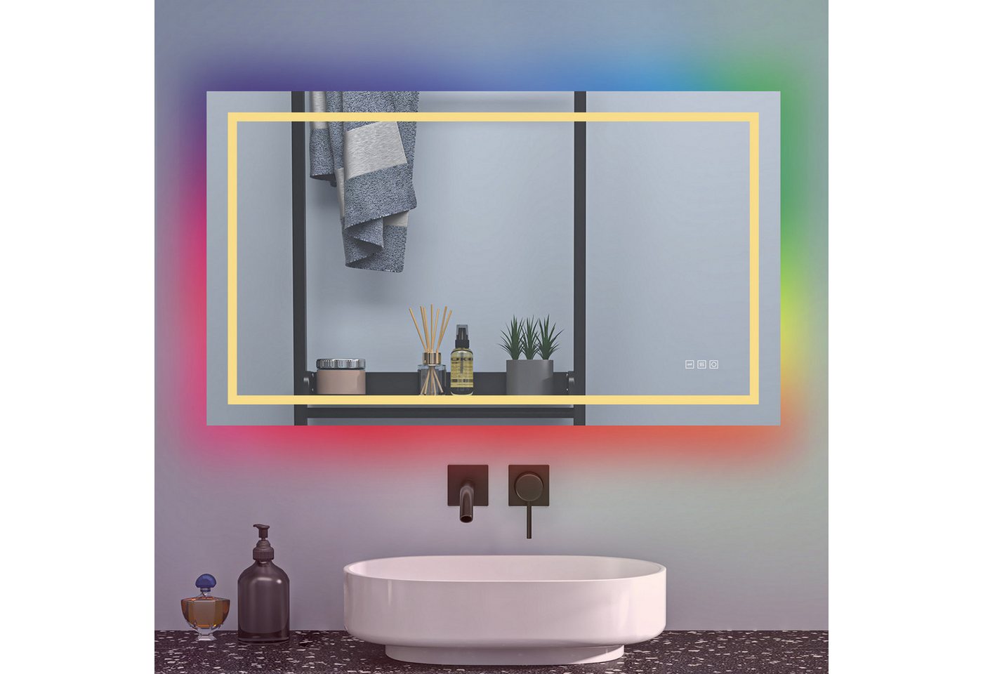 Aica Sanitär Badspiegel Led Badezimmerspiegel mit RGB Beschlagfrei dimmbar Bild 4
