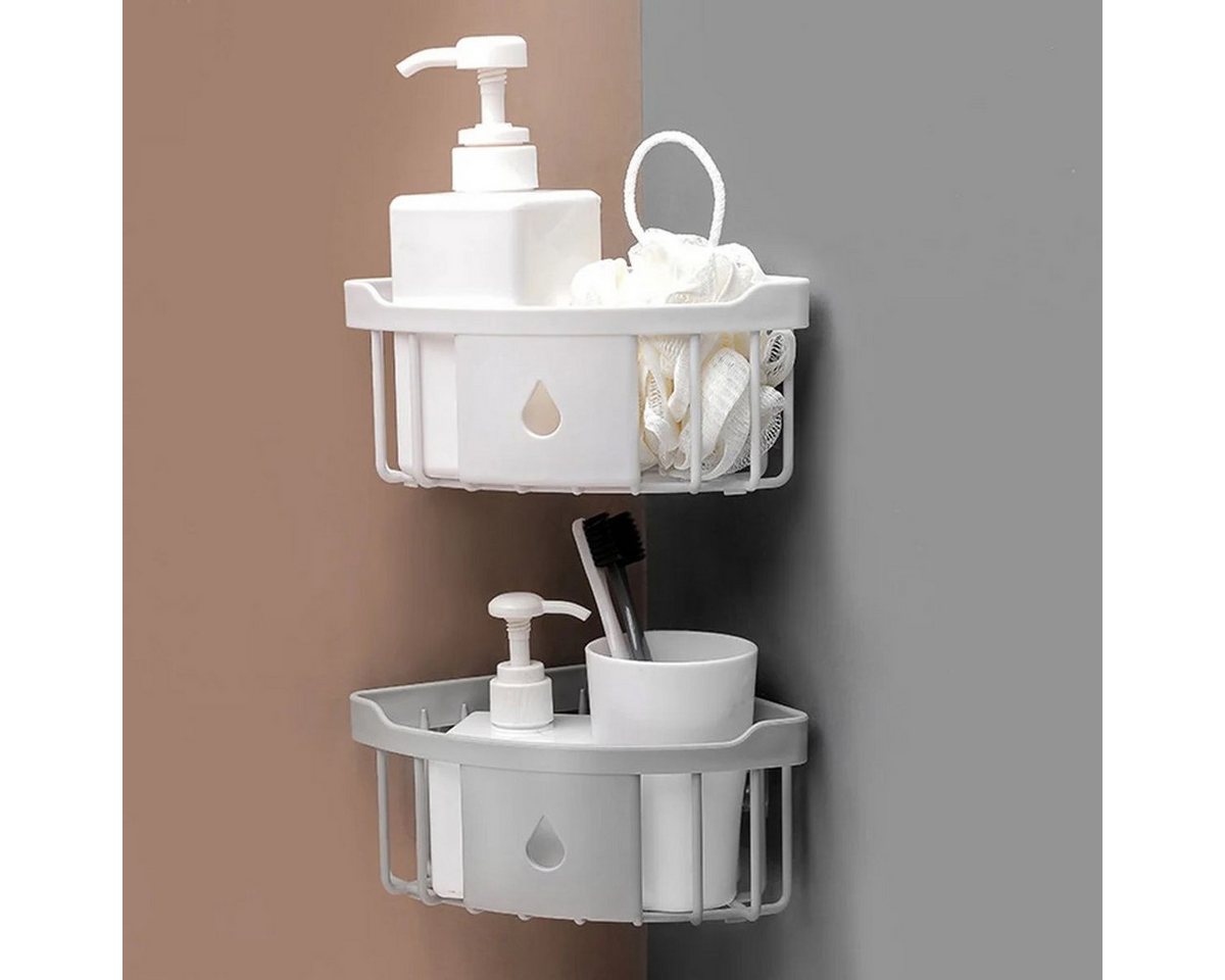 König Design Duschregal Duschablage ohne Bohren Badezimmer Organizer, 3-tlg., Duschkorb Ablage Badregal Eckregal Bild 3