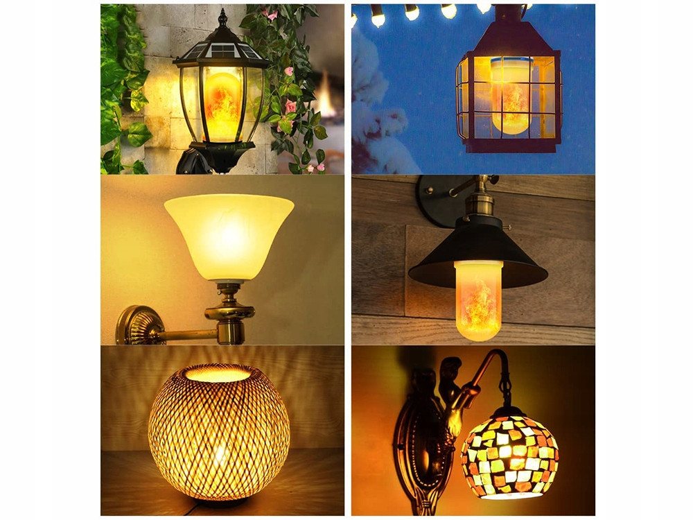 VERK GROUP LED Dekolicht LED Flammenlampe E27 9W Flacker Effekt 1er oder 4er Set, LED-Flammenlampe, Leistung: 9 W, Sockel: E27, Effekt: Flackernder Flammeneffekt, ca. 1800 K, Warmweiß, Flammeneffekt, Realistischer Flammeneffekt, Schwerkraftsensor