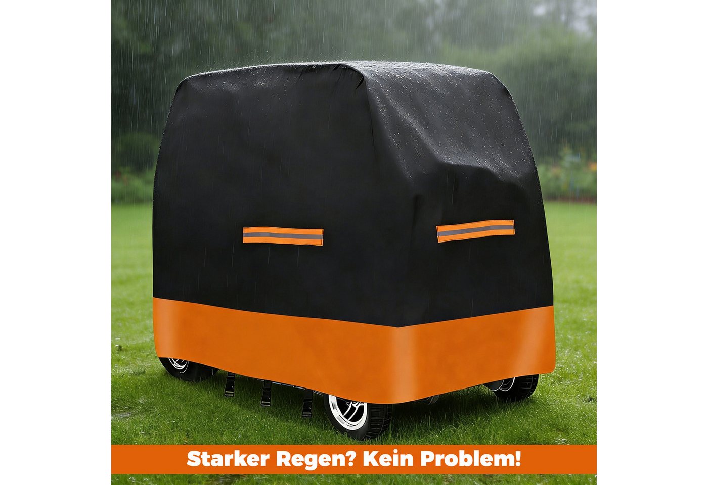 BlingBin Faltgarage Elektromobil Abdeckhaube Wasserdicht, Abdeckung für Mobilitätsroller (1er Set, 1-St., Abmessungen: 117 × 71 × 190 cm), Outdoor-Regenschutz mit Gummiband für Behinderten-Roller, Schwarz Bild 5