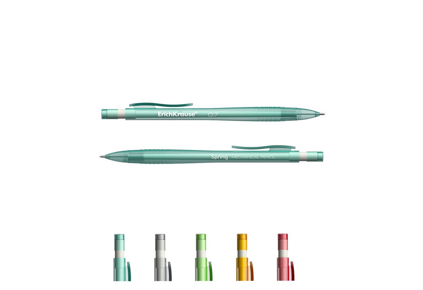 Erich Krause Druckbleistift, Druckbleistift HB 0,7 mm rund mit Radiergummi 1 Stück sortiert