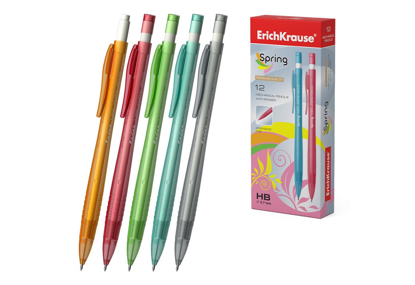 Erich Krause Druckbleistift, Druckbleistift HB 0,7 mm rund mit Radiergummi 1 Stück sortiert Bild 3