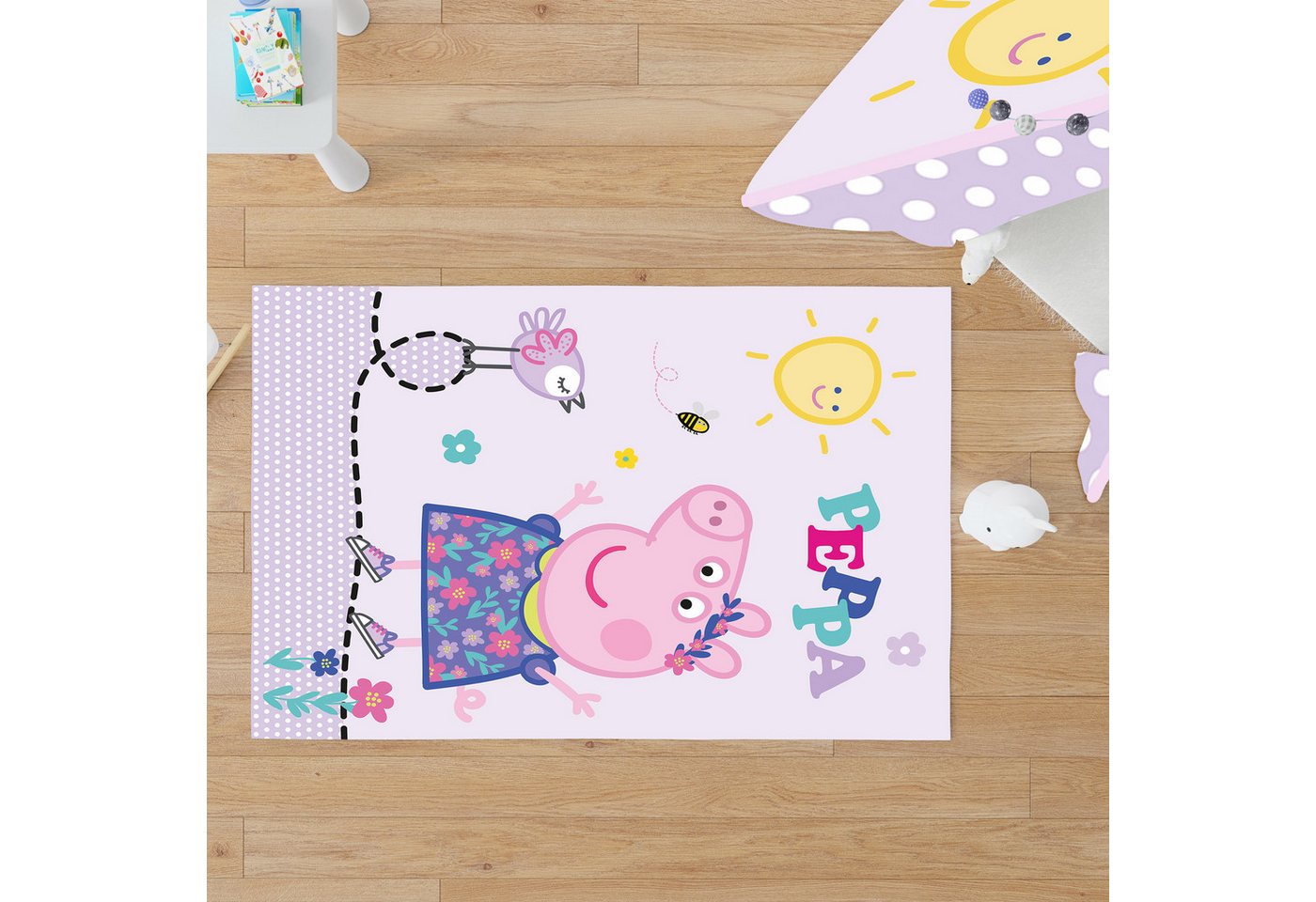 BERONAGE Kinderteppich Peppa Wutz Pig Happy Spiel-Teppich 100x133 cm, rechteckig, Höhe: 10 mm, rutschfest