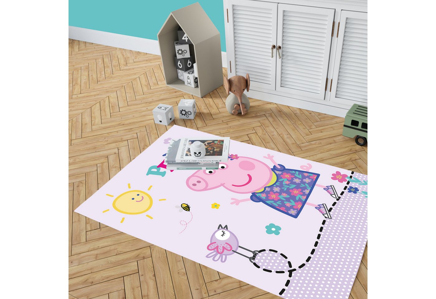 BERONAGE Kinderteppich Peppa Wutz Pig Happy Spiel-Teppich 100x133 cm, rechteckig, Höhe: 10 mm, rutschfest Bild 4