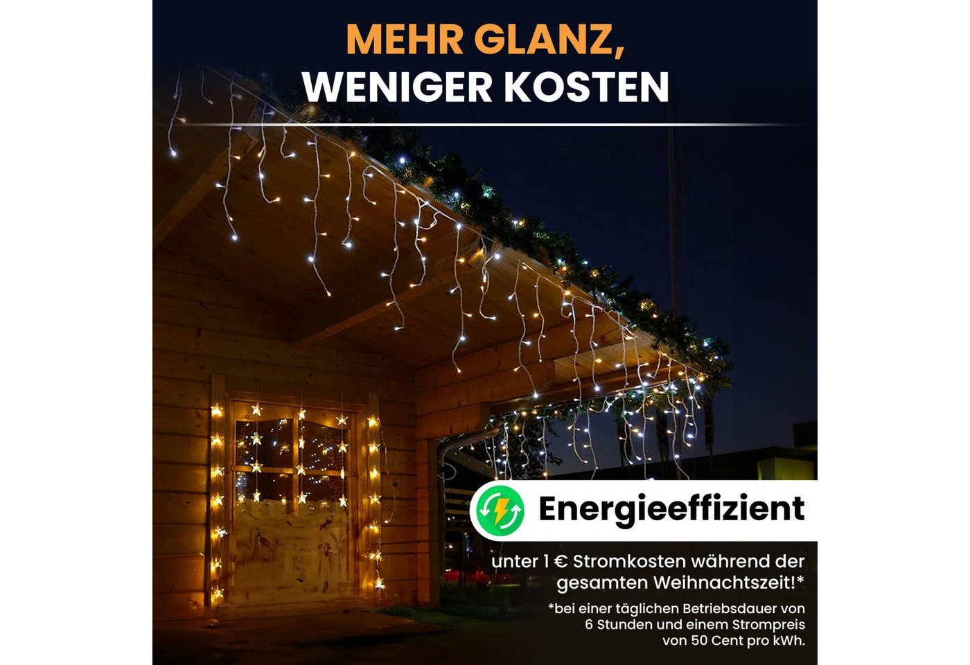 Gartenpirat LED-Lichterkette Eisregen LED-Beleuchtung Weihnachtsdeko für außen mit Timerfunktion, 6 m Bild 3