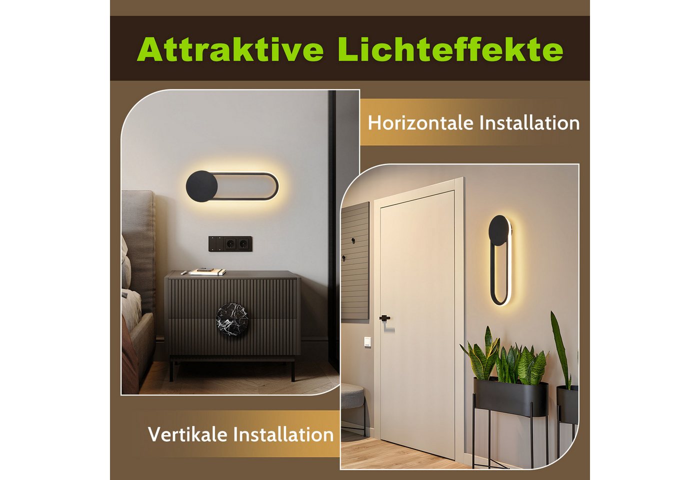 Nettlife LED Wandleuchte LED Wandleuchte Treppenhaus 12W 41cm 3000K, LED fest integriert, Warmweiß Bild 3