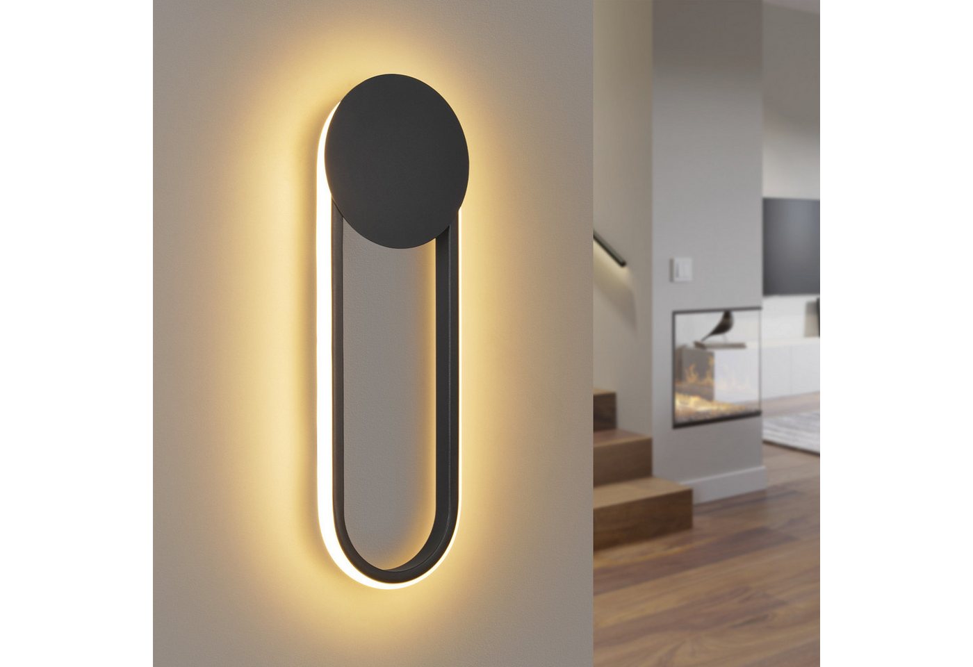 Nettlife LED Wandleuchte LED Wandleuchte Treppenhaus 12W 41cm 3000K, LED fest integriert, Warmweiß Bild 4
