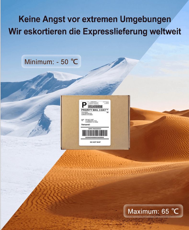 Roxlin Etikettenpapier 500 oder 1000 Thermo Versandetiketten 100x150mm Wasserdicht
