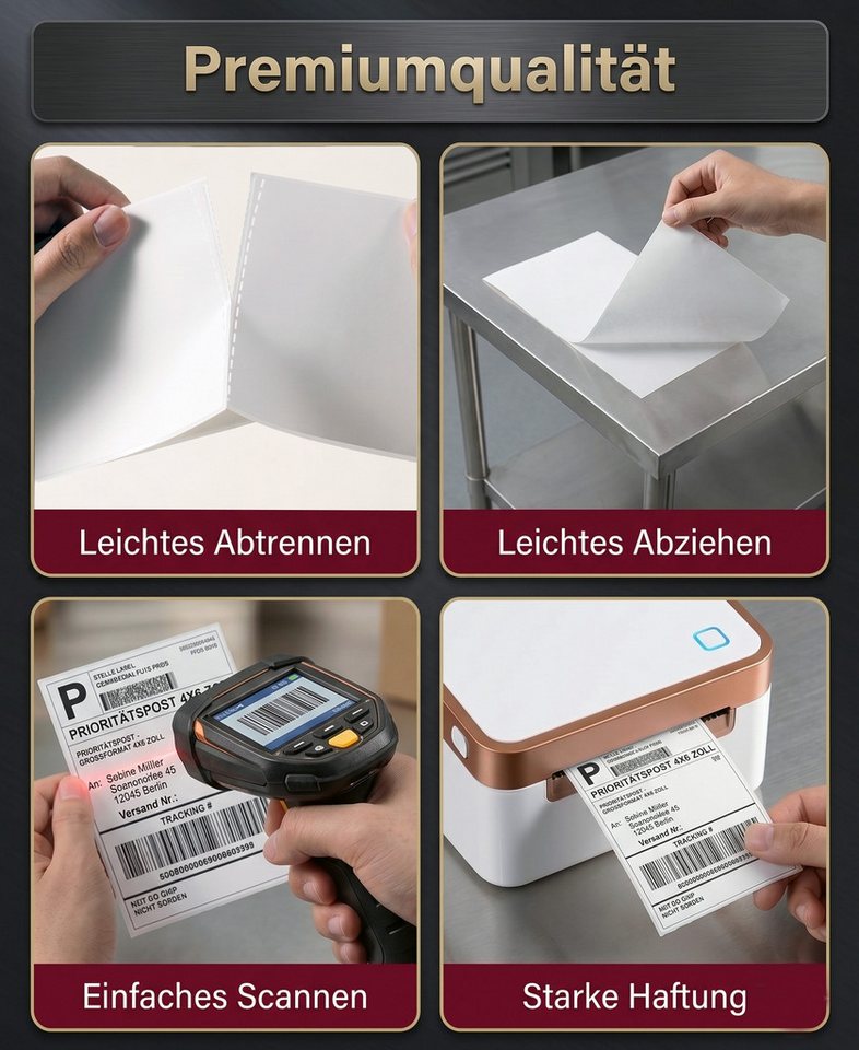 Roxlin Etikettenpapier 500 oder 1000 Thermo Versandetiketten 100x150mm Wasserdicht Bild 2