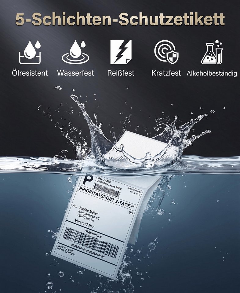 Roxlin Etikettenpapier 500 oder 1000 Thermo Versandetiketten 100x150mm Wasserdicht Bild 4