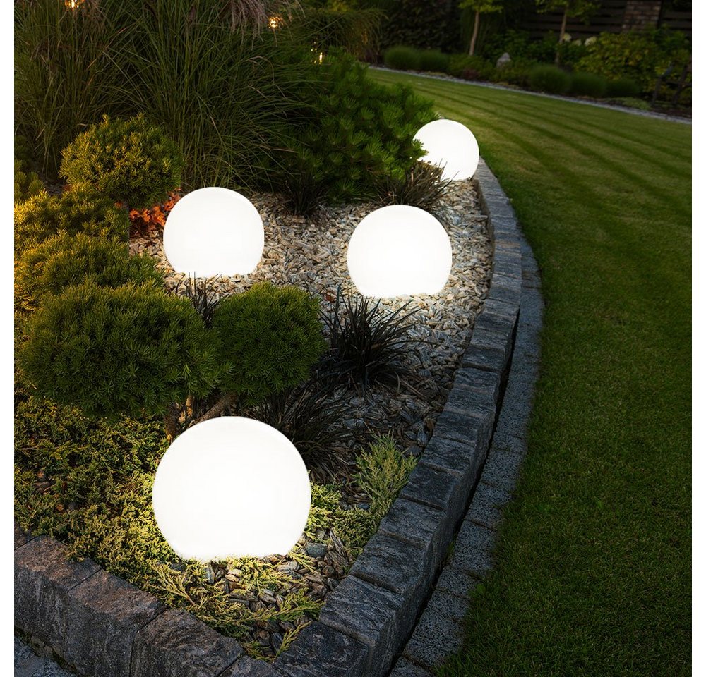 GLOBO LIGHTING LED Gartenleuchte, LED-Leuchtmittel fest verbaut, Warmweiß, 10er Set LED Außen Solar Lampen Kugel Design Erd Spieß Steck