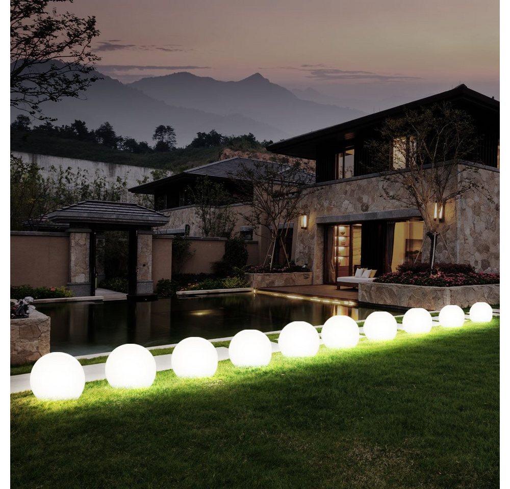 GLOBO LIGHTING LED Gartenleuchte, LED-Leuchtmittel fest verbaut, Warmweiß, 10er Set LED Außen Solar Lampen Kugel Design Erd Spieß Steck Bild 2
