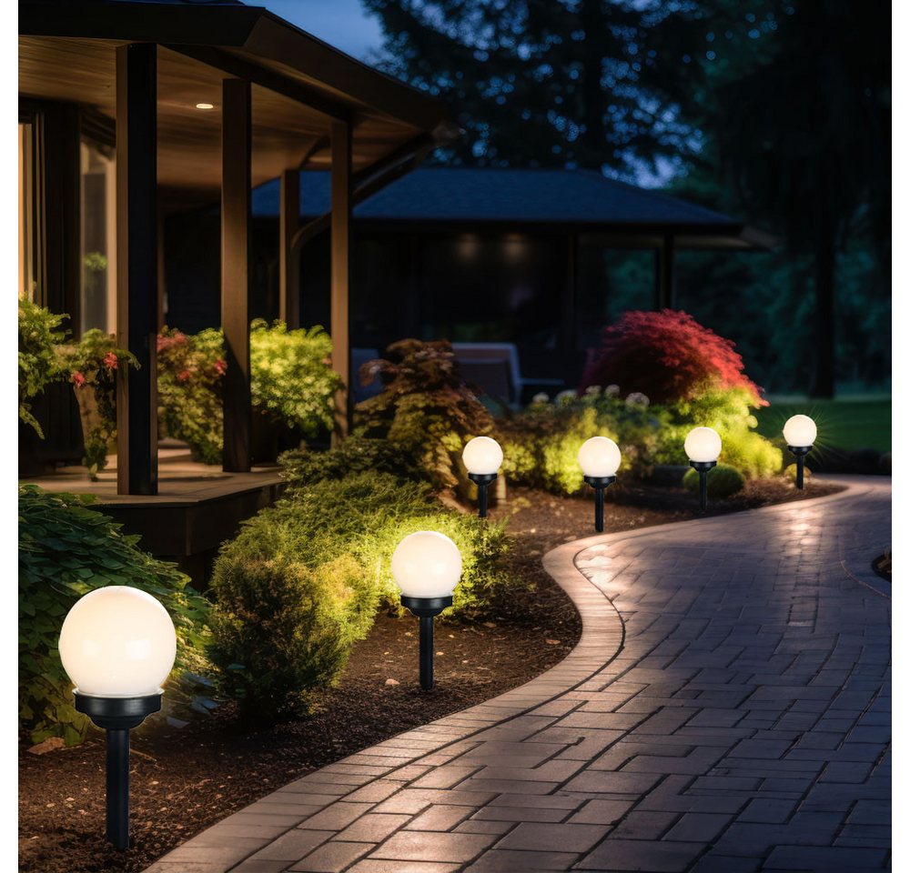 GLOBO LIGHTING LED Gartenleuchte, LED-Leuchtmittel fest verbaut, Warmweiß, 10er Set LED Außen Solar Lampen Kugel Design Erd Spieß Steck Bild 4