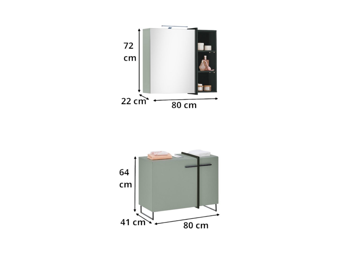 moebel-dich-auf Badmöbel-Set MESSINA, (Set 4, 2-St., Spiegelschrank, Wbu), Softclose-Funktion