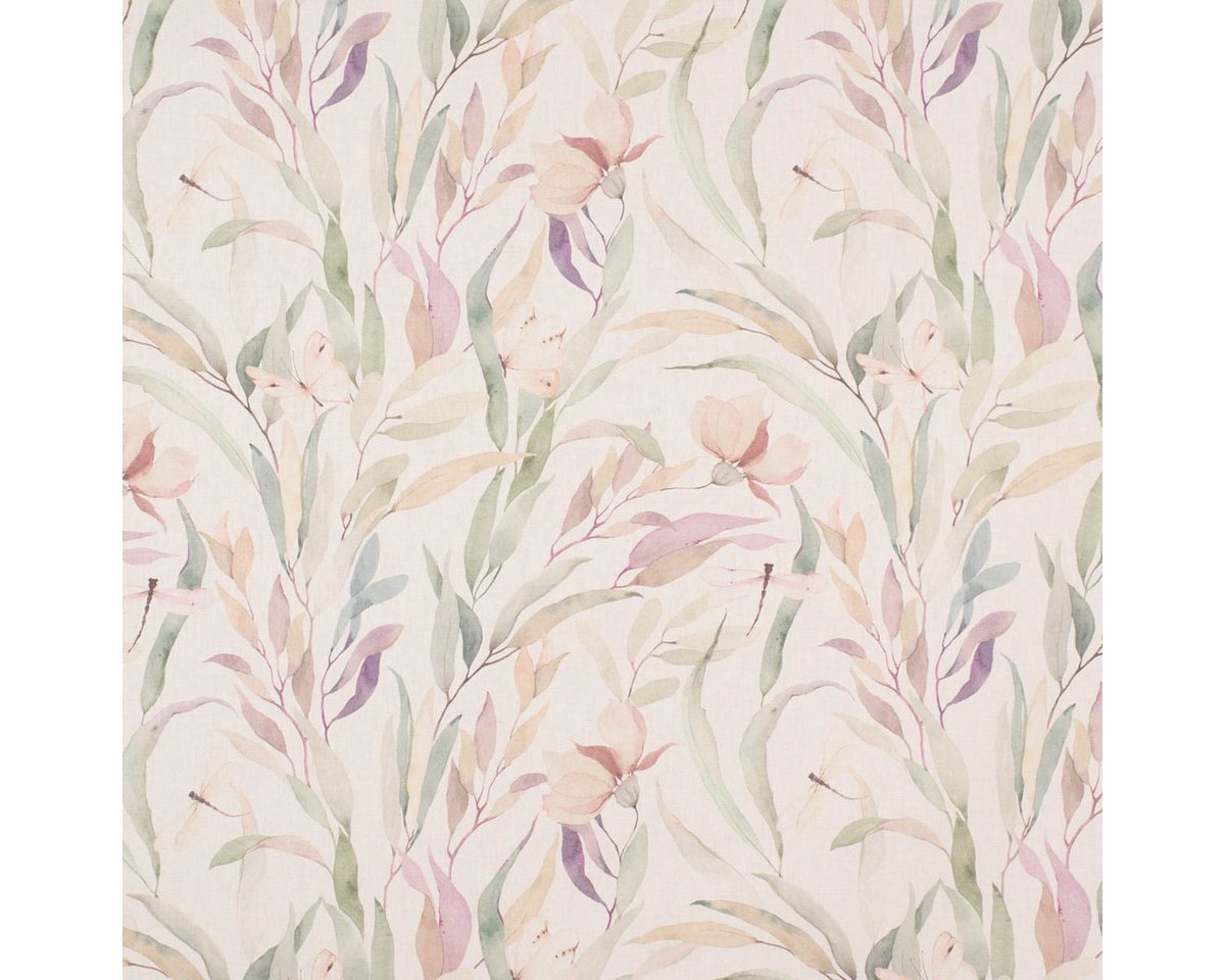 SCHÖNER LEBEN. Tischläufer Digitaldruck Blätter weiß pastell 40x160, handmade