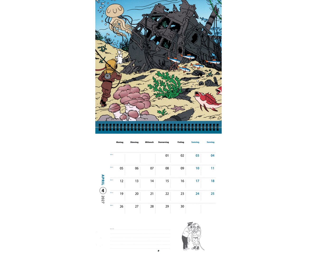 Wandkalender Tim und Struppi Kalender 2027. Bild 3