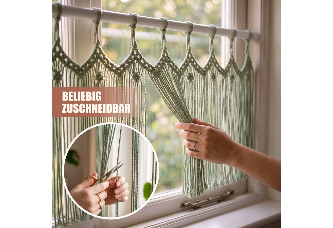 Cozyor Türvorhang Makramee Vorhang Boho 100x200 cm für Tür, Fenster, Balkon & Wohnwagen (1 St), Schlaufen, 100% Baumwolle, Makrameegardine Wandteppich Wandbehang Raumtrenner handgemacht Bild 3